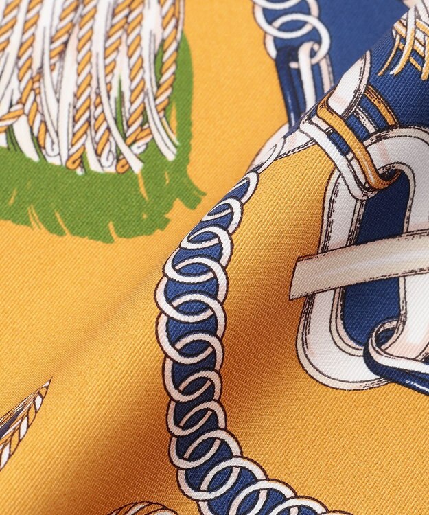 23区 manipuri ピルエットモチーフ シルク スカーフ キャメル×ネイビー