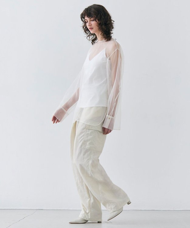 BEIGE， ERICA / シルクシースルークルーネックブラウス Ecru