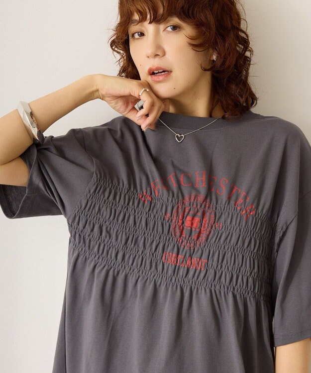 AMERICAN HOLIC カレッジプリントシャーリングプルオーバー Charcoal Gray