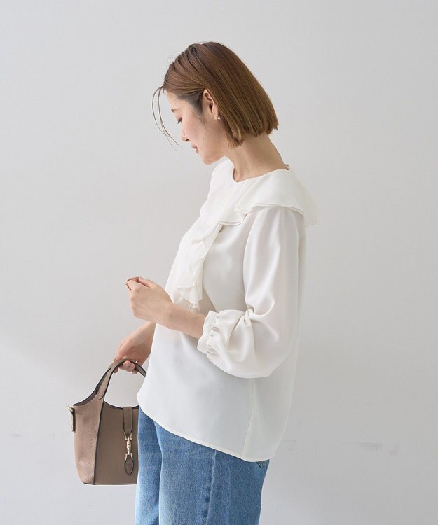 YECCA VECCA アシメラッフルブラウス Off White