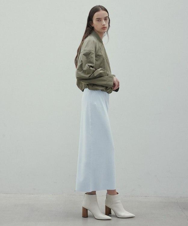 BEIGE， 【洗える】LAURA / Iラインリブスカート Sax