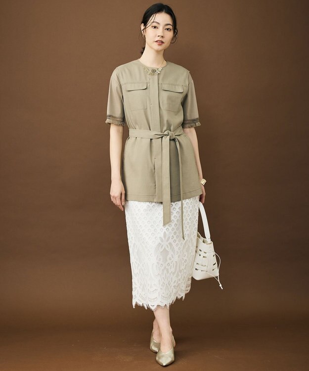 自由区 【SHIHOさん着用・セットアップ対応】リネンストレッチ ジレ カーキ