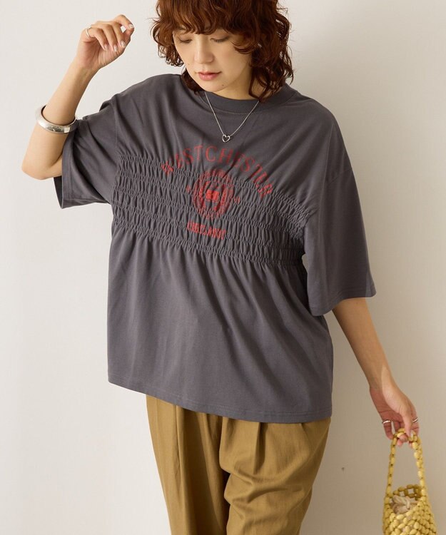 AMERICAN HOLIC カレッジプリントシャーリングプルオーバー Charcoal Gray