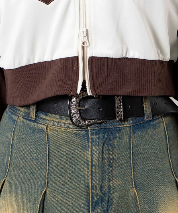 WEGO Lスタースタッズ付ウエスタンベルト ブラック