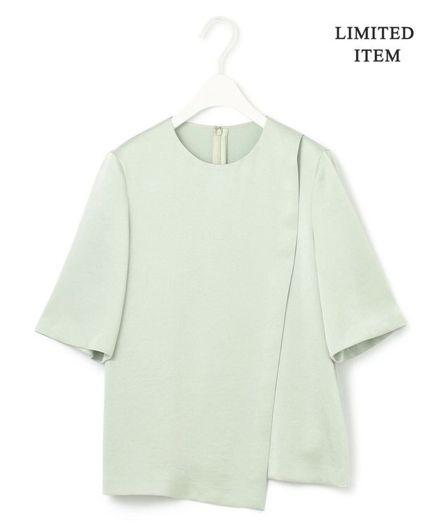 ICB 【WEB限定・洗える】サテンクレープ Tブラウス ピスタチオ系