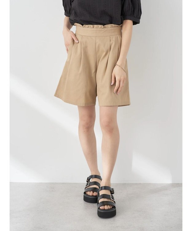 earth music&ecology フリルキュロットパンツ Camel