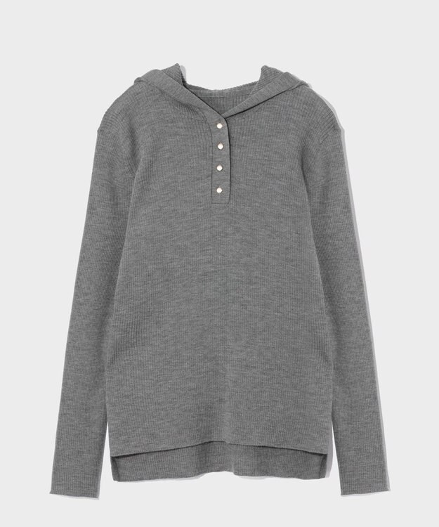 GRACE CONTINENTAL メリノウールリブフーディー グレー