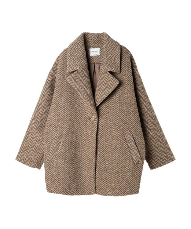 AMERICAN HOLIC ツイードライクコクーンミディコート Brown