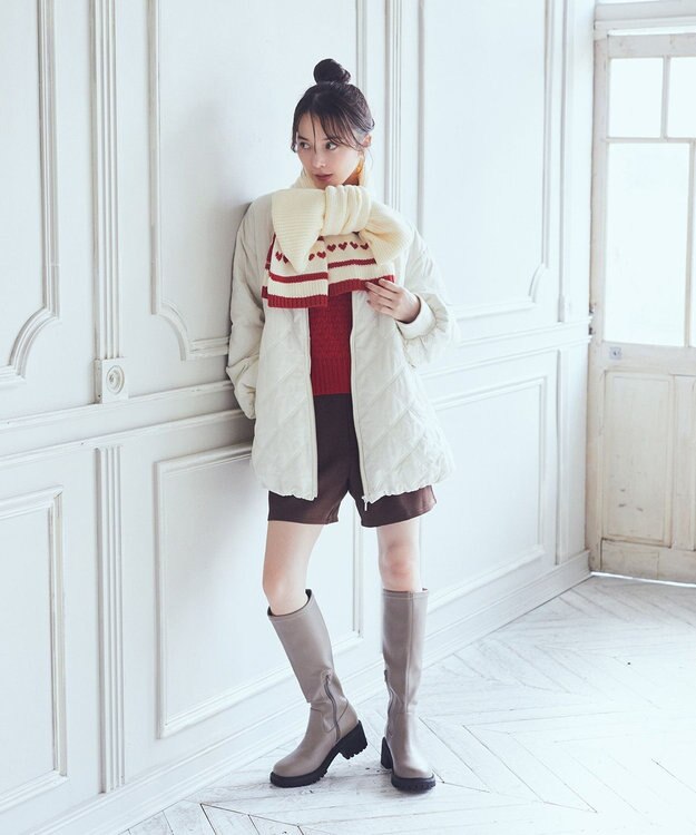 earth music&ecology ダブルステッチキルティングコート Ivory