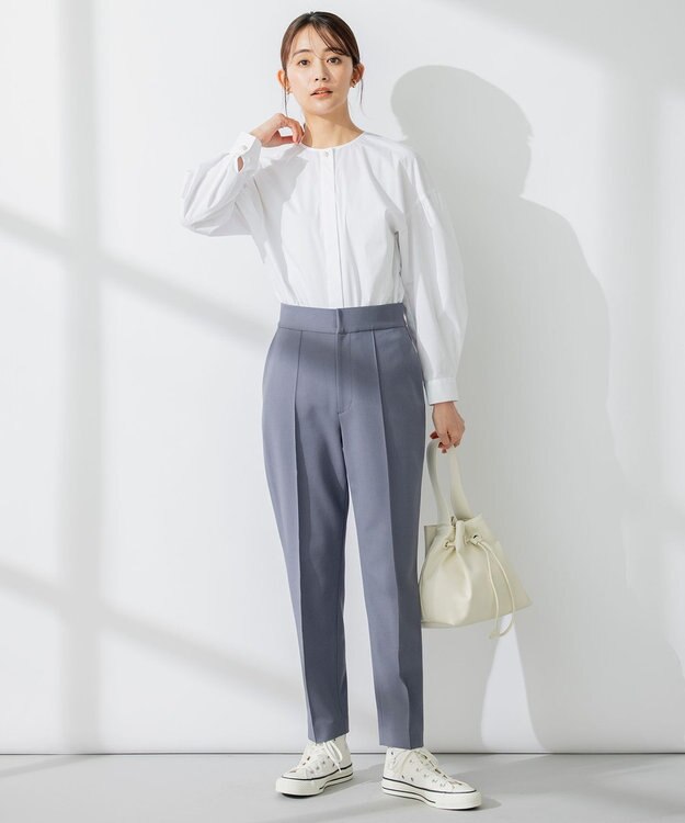 組曲 【洗える・ウエストゴム仕様】2WAYストレッチテーパード パンツ グレー系