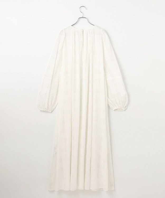 #Newans シアーチェックボリュームワンピース ホワイト