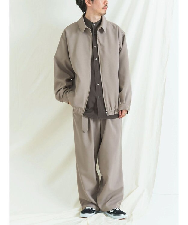 CRAFT STANDARD BOUTIQUE ポリエステルツイルスポーツジャケット Gray Beige