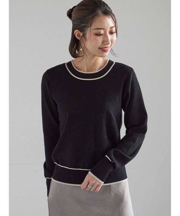 Te chichi 前後2WAYボウタイニットプルオーバー ブラック