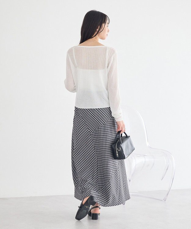 earth music&ecology シアーリブカーディガン Ecru