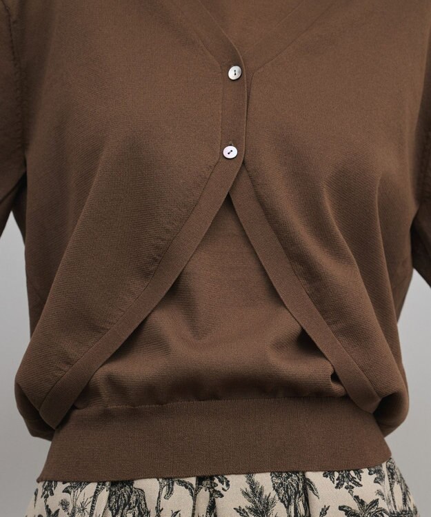 GRACE CONTINENTAL レイヤードニットトップ ブラウン