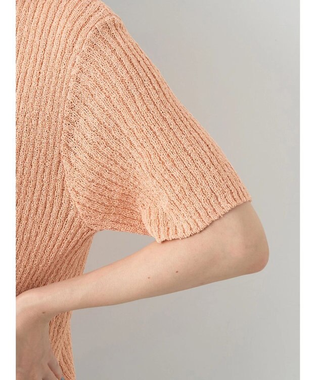 earth music&ecology バイカラーＶネックカーディガン Pink Beige