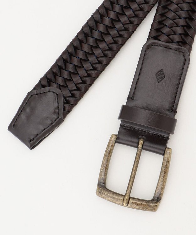 JOSEPH ABBOUD  【イタリア素材・ストレッチ・日本製】 ストレッチレザー ベルト ダークブラウン系