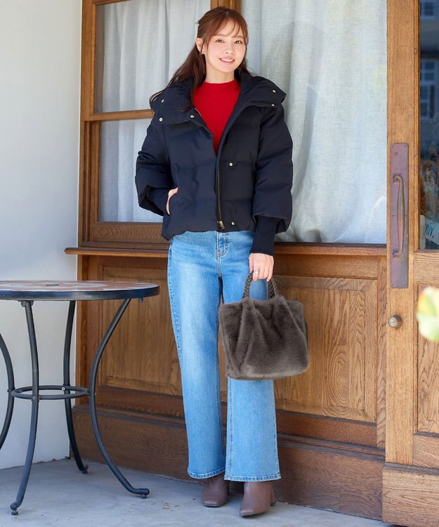 Tiaclasse 三つ編みハンドルファーバッグ ブラウン