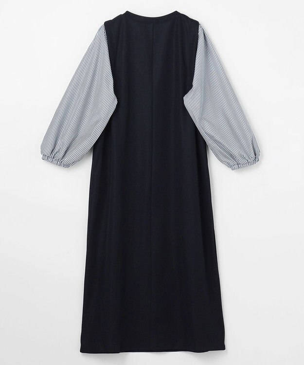 ANY L シャツコンビワンピース ネイビー