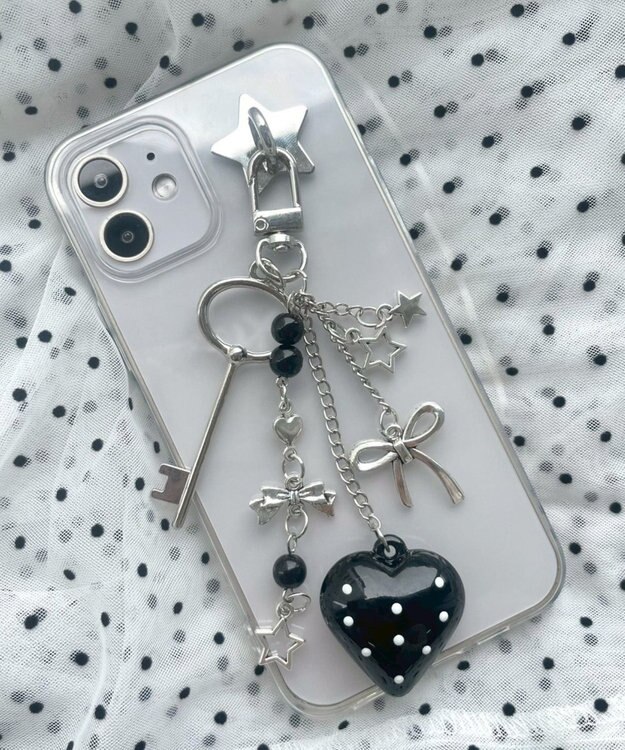 WEGO ドットハートキーホルダー ブラック