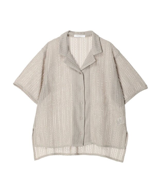 Green Parks レース開襟ブラウス Gray Beige