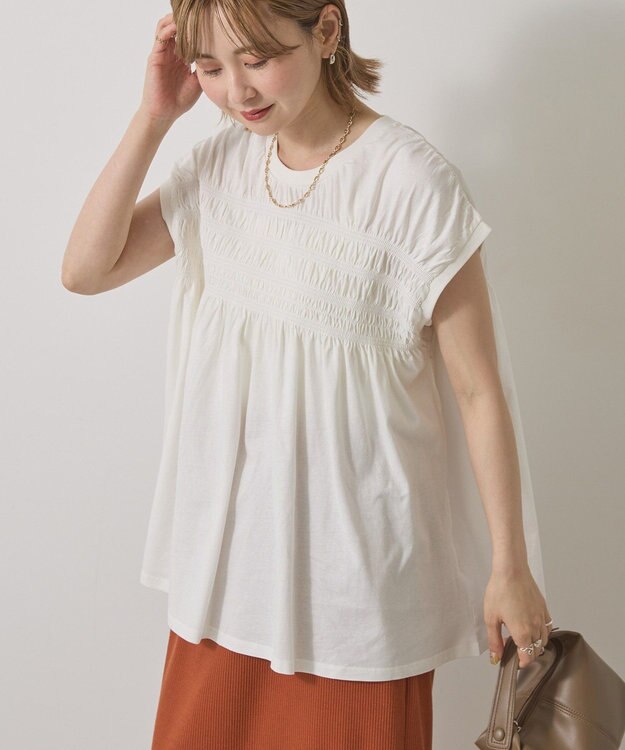 AMERICAN HOLIC シャーリング半袖フレアプルオーバー Off White