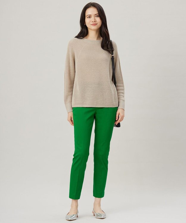 自由区 【WEB限定カラーあり・洗える】リネンミドルゲージボートネック ニット フラックス