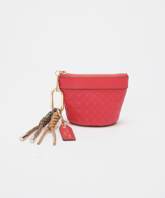 TOPKAPI 【TREASURE TOPKAPI】スムースレザー 幾何柄 マルチケース バッグチャーム レッド