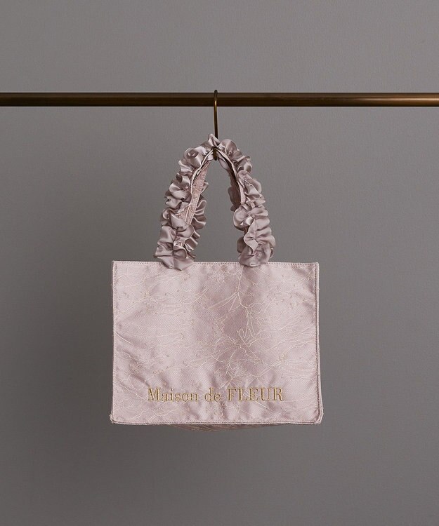Maison de FLEUR レースフリルハンドルスクエアトートＳバッグ Pink