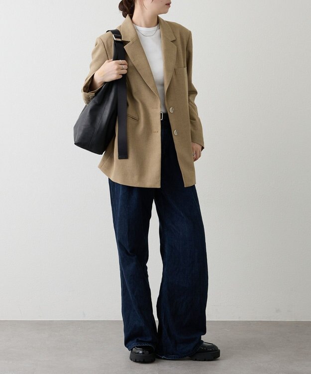 russet レザーホーボーバッグ L(CE-1654) Black