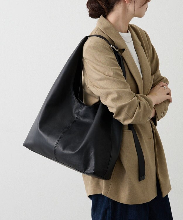 russet レザーホーボーバッグ L(CE-1654) Black