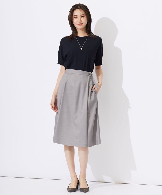 J.PRESS LADIES L 【洗える】レーヨンエリートストレッチ ドルマン ニット ネイビー系