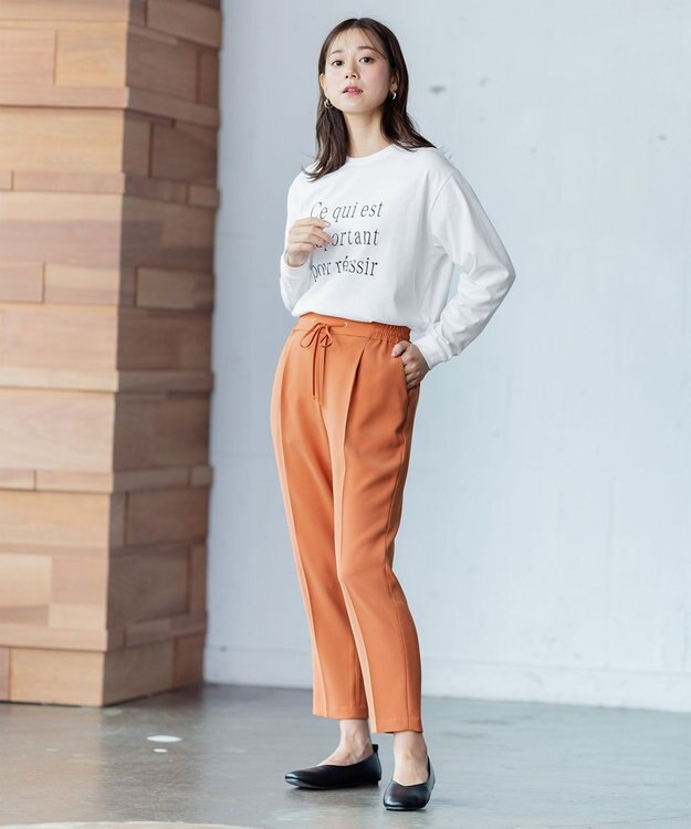 ANY 【ストレッチ/ウエストゴム】イージーケア美脚 パンツ オレンジ