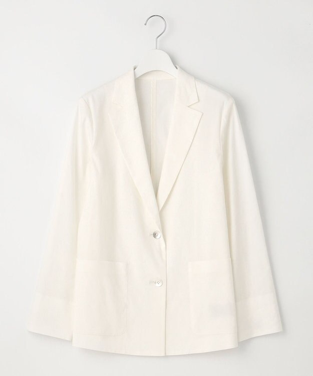 自由区 【洗える】テンセルリネンストレッチ テーラードジャケット アイボリー系