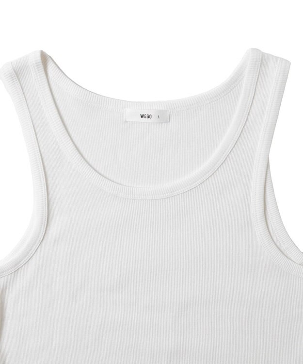 WEGO 【綿100%】リブタンクトップ ホワイト