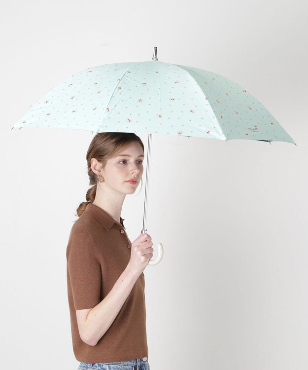 MOONBAT 【 遮光率100％/遮熱/UV】PAUL&JOE ACCESSOIRES(ポール&ジョー) 晴雨兼用日傘 ジプシー ネコ 長傘 ミントグリーン