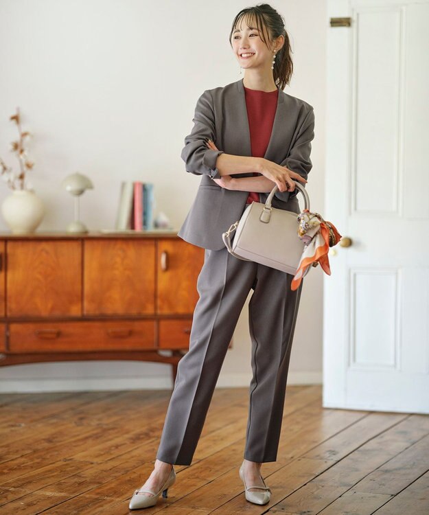 ANY SIS L 【セットアップ対応】ビューティーツイルストレッチ テーパードパンツ モカグレー