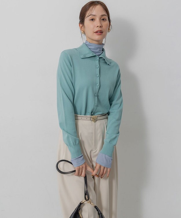 組曲 S 【前後着用可 / 加藤ローサさん着用】スムースストレッチタートル ニット スモーキーグリーン系