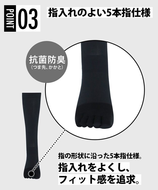 CW-X 【UNISEX】 CW-X  5本指ソックス 足首・アーチ(縦＋横)サポート 運動時の足の疲労を軽減 段階着圧設計 ロング ユニセックス BCR640 /ワコール ブラック