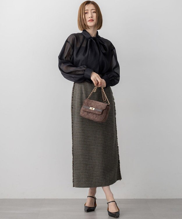 23区 S 【GLOW10月号掲載/洗える】ツイーディーカラーミックス  Iライン スカート ブラウンチェック