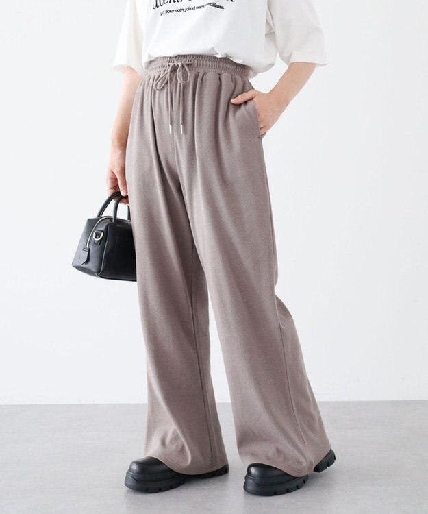 Green Parks ・ｓｗｉｎｇ　ｂｙ　リブカットソーイージーパンツ Gray Beige