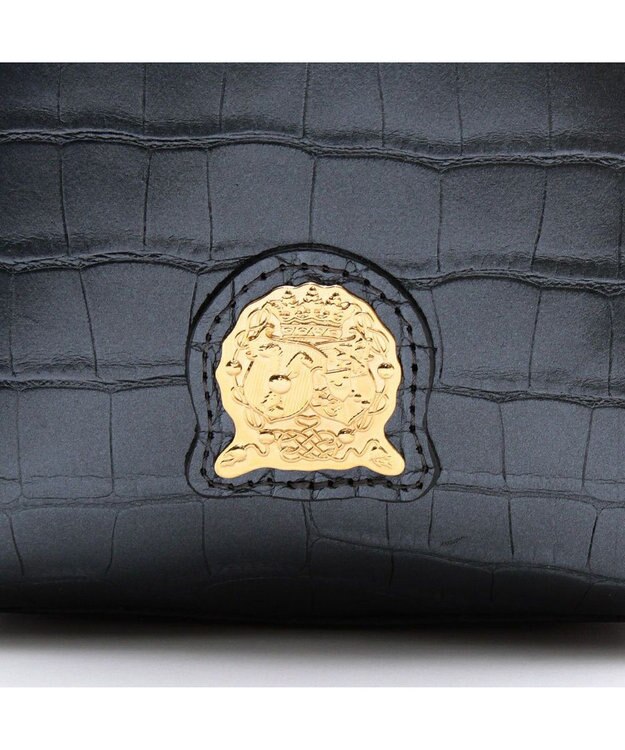 A.D.M.J. 【牛革】クロコ型押し/ ミニトートバッグ オニキス