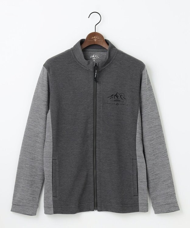 JOSEPH ABBOUD MOUNTAIN 【ソフト/吸水速乾/ライナードッキング対応】メランジバック メッシュ ジップ カットソー グレー系