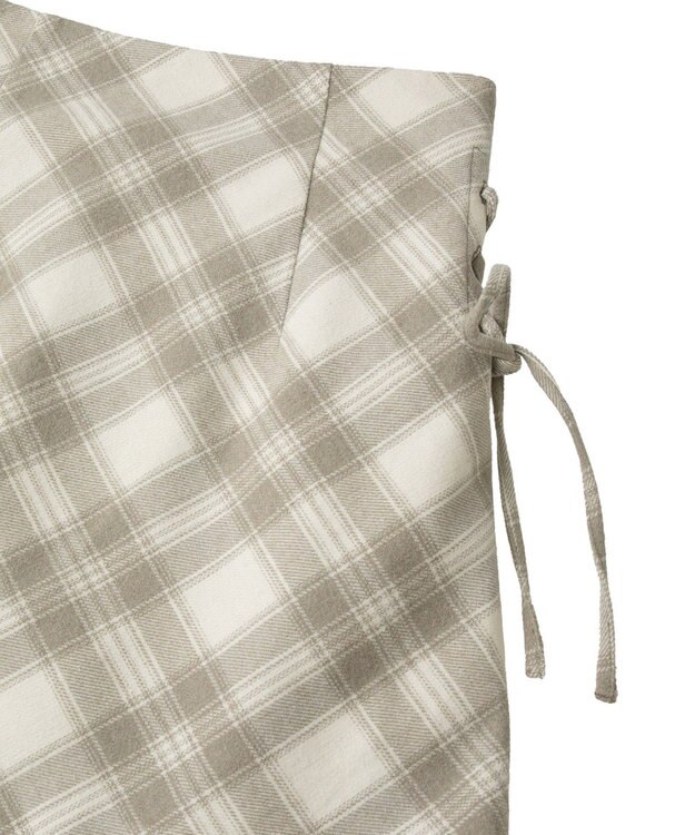 earth music&ecology サイドレースアップミニスカート Check Ivory