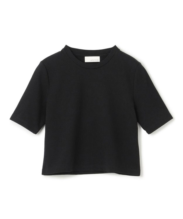 uncrave コットンミラノ ショート丈 Tシャツ（uncrave WHITE） ブラック