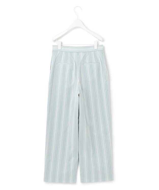 ICB 【洗える】 コットンナイロンドビーストライプ ワイドストレートパンツ ジェイドグレー系