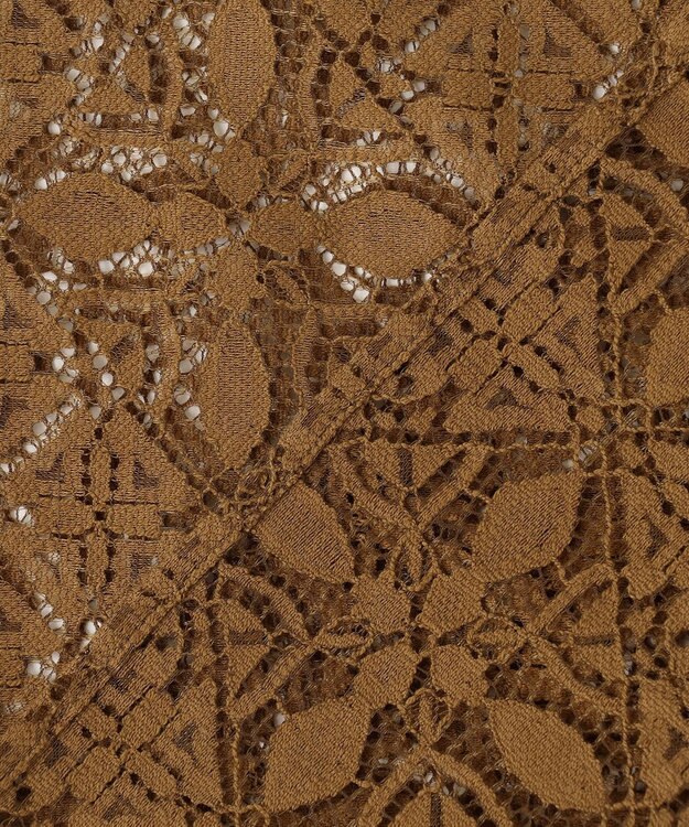 ICB 【洗える】タイルパターンレース バンドカラーシャツ キャメル系