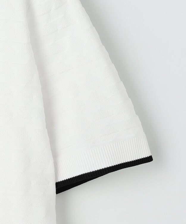 23区GOLF 【MEN】フラッグジャガードニットポロシャツ ストレッチ 半袖 ホワイト系