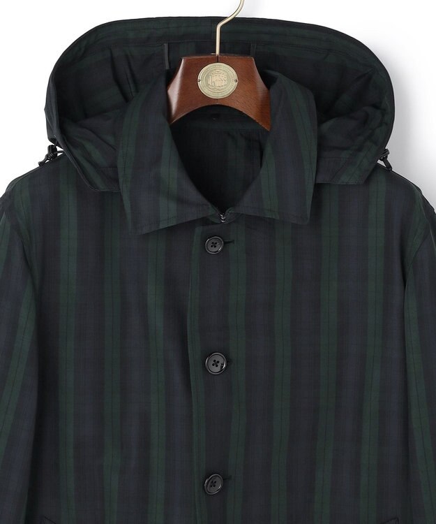 J.PRESS MEN 【オンオフ兼用 / ストレッチ / 撥水 / 洗える】トリコット3レイヤーバルマカンショートコート / フードデタッチャブル ネイビー系3