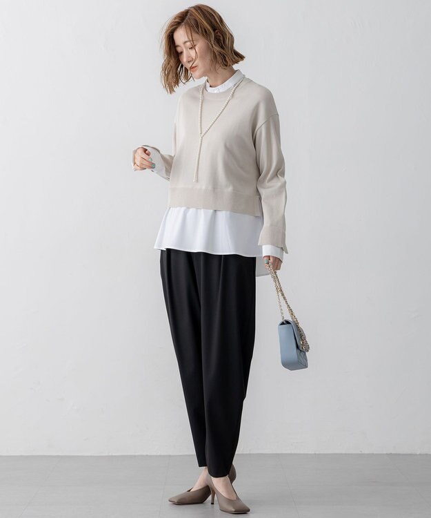 23区 L 【洗える】シャツ コンビネーション ニット ベージュ系